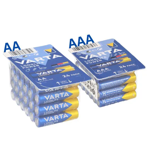 Varta Batterien 24x Varta AA Mignon + 24x Varta AAA Micro Longlife Power 48
