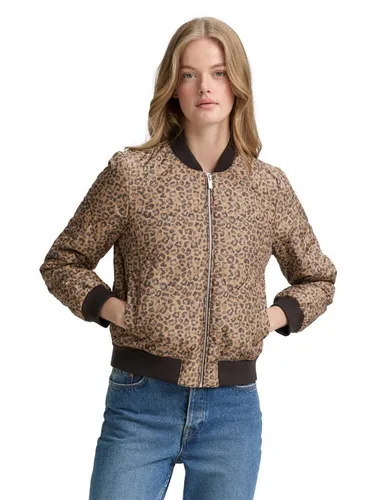 TOM TAILOR Denim Bomberjacke mit Strukturmuster - braun XXL (44) - Funktionsjacke mit animal-print und pflegeleichtem Material, ideal für lässige Outfits und den Alltag.