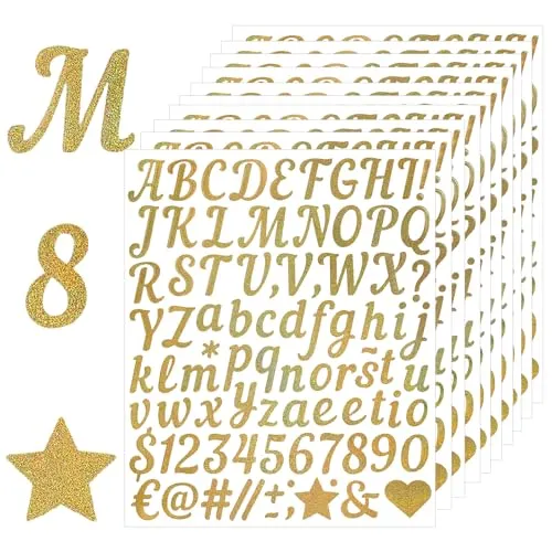 Blätter Goldene Glänzende Selbstklebende Buchstaben Aufkleber, Wetterfeste Vinyl Sticker, DIY Klebebuchstaben Für Hochzeit, Geburtstag, Tür, Briefkasten, Wunschtext Aufkleber 10
