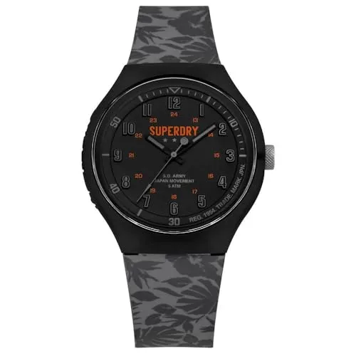 Superdry Quarzuhr Urban XL Tropical Camo - Armbanduhren mit tropischem Camouflage-Design, robust und wasserfest bis 5 bar für stilvolle Alltagsabenteuer.