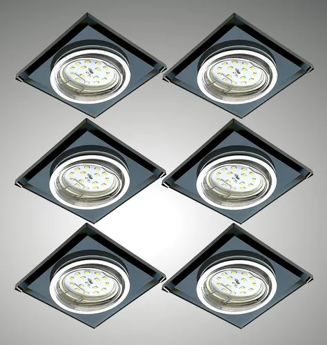 TRANGO LED Einbauleuchte *CRYSTAL* 3er Set Schwarz - Elegante LED Deckenstrahler aus handgeschliffenem Schwarzglas, schwenkbar für gezielte Lichtakzente. Ideal für stilvolle Innenräume, inklusive 3x 5 Watt GU10 Leuchtmittel, warmweißes Licht.