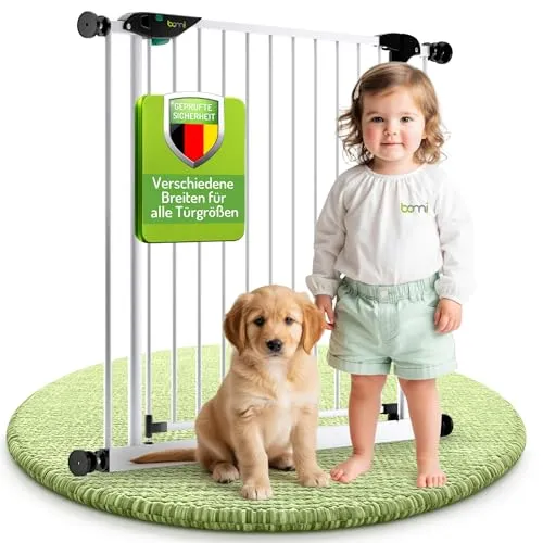 BOMI Türschutzgitter Mira XXL 83-243 cm - Türschutzgitter ohne Bohren, mit 90 Grad Feststellfunktion und einfacher Montage, ideal für die Sicherheit Ihres Babys.