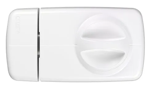 ABUS Türzusatzschloss 7010 weiß EC550 SB - Türsicherungen mit starkem Druckwiderstand über 1 Tonne, ideal für Eingangstüren und einfach zu bedienen mit Schlüssel oder Drehknauf.