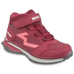 Meindl Otago Junior Mid brombeer/rosé Gr. 34 - Leichter Kinder-Mid-Wanderschuh für Alltag und kleine Touren. Robustes Velour/Mesh-Obermaterial sorgt für Komfort. Mit Clima + Nässeschutz für ein angenehmes Schuhklima und optimale Traktion.