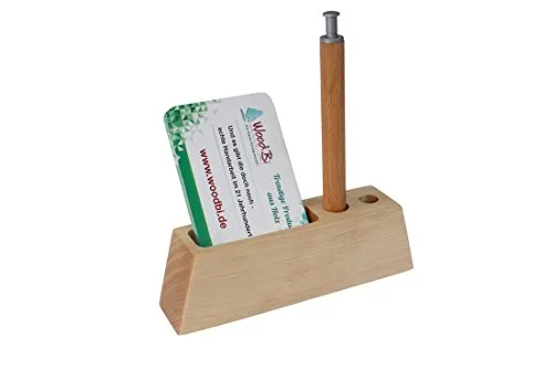 WoodBi | Kompakter Visitenkartenständer aus Holz | Kartenhalter für bis zu 60 Visitenkarten | Handarbeit in Deutschland (Birke Hochformat)