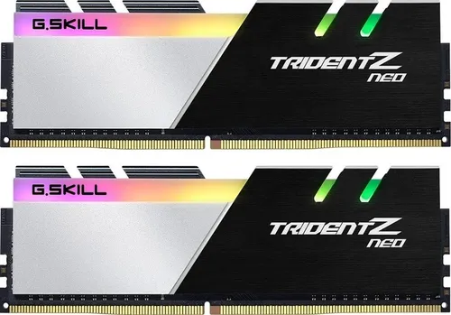 Trident Z Neo DDR4-3600 - 16GB - CL16 - Dual Channel - Arbeitsspeicher (RAM), 16GB Dual Channel, optimiert für AMD, mit RGB-Beleuchtung für individuelles Design und hohe Geschwindigkeit von 3600 MHz.