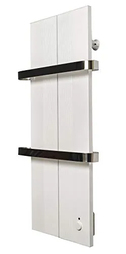 Badheizkörper elektrisch Finesa – Energiesparender Handtuchheizkörper mit Thermostat – 400 W – 800x404 mm - Praktischer Badheizkörper Finesa mit integrierten Querstangen für das Trocknen von Handtüchern. Ideal für kleine Badezimmer und Gäste-WCs. Zertifizierte Sicherheit und wartungsfreies Heizsystem sorgen für zuverlässige Nutzung.
