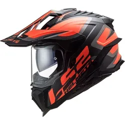 LS2 Motocross Helm EXPLORER CARBON FRONTIER Titanium Red XXL - Motorradhelm mit hypoallergenem Innenraum und verstellbarem belüftetem Visier, ideal für Komfort und Sicherheit beim Offroad-Fahren.