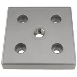 Platte, Transport- und Fußplatte M16, 100x100x16, Zink-Druckguß, pulverbeschichtet, alufarbig