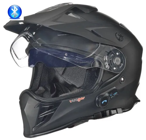 rueger-helmets Motorradhelm RX-968 COM Bluetooth - Cross- und Integralhelm mit Bluetooth und Pinlock-Vorbereitung, ideal für sicheres Fahren und Kommunikation bis 400 Meter Reichweite. Hoher Tragekomfort und ECE-zertifiziert für maximale Sicherheit.