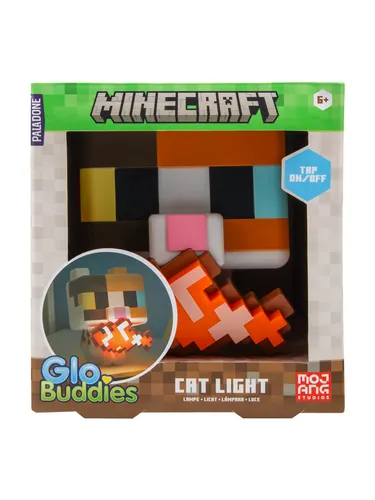 Paladone - MINECRAFT CAT GLOBUDDIES LIGHT - Kreatives Nachtlicht in Form einer 3D-Minecraft-Calico-Katze, perfekt für Schreibtische oder Nachttische. Einfaches Tippen zum Ein- und Ausschalten, kabellos und batteriebetrieben für flexible Nutzung.