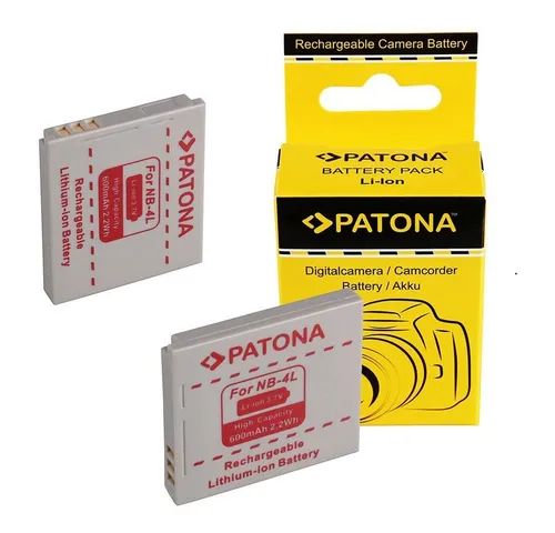 Patona 2x Akku für Canon NB-4L NB4L Kamera-Akku Ersatzakku Kameraakku 6000 mAh (3,7 V, 2 St), Ixus 30 40 50 55 60 65 70 75 80 Powershot SD200 Ixy Digital 40