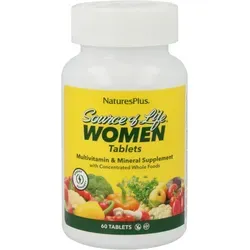 Natures Plus Source of Life Women Tabletten - 120 Tabletten für Frauen - Nahrungsergänzungsmittel mit Multivitaminen und Soja-Isoflavonen, speziell für Frauen entwickelt, unterstützt das Wohlbefinden und die Vitalität.