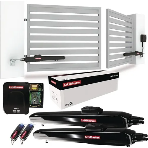 LIFTMASTER LA300EVK-01 Drehtorantrieb-Set 2-flügig - Drehtorantrieb-Set für Doppelflügeltore bis 300 kg oder 3 m Breite, mit smartem 24V DC Antrieb für bequeme Steuerung und hohe Sicherheit.