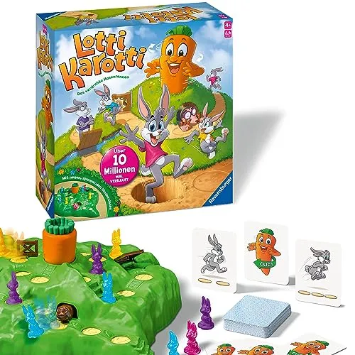 Ravensburger Kinderspiele 22343 - Lotti Karotti Wettlaufspiel für 2-4 Spieler, spannendes Spielvergnügen für Kinder ab 4 Jahren mit Überraschungen!