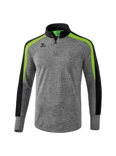 Erima Sport-Langarmschirt Half-Zip Liga 2.0 grau/grün Herren, Größe: S - Badmintonbekleidung Herren, feuchtigkeitsableitendes Material und Daumenöffnungen für optimalen Komfort bei kaltem Wetter.