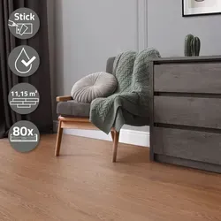 ML-Design Deluxe PVC Bodenbelag - Selbstklebende Vinyl-Dielen in Roteiche - Vinylböden, wasserfest und rutschfest, ideal für Renovierungen mit einfacher Verlegung dank selbstklebender Dielen.