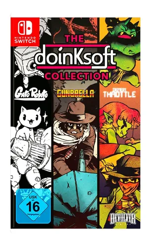 The Doinksoft Collection - Switch [EU Version] - Konsolen-Spiele, erlebe einzigartige Action-Adventures mit Gunbrella, Gato Roboto und Demon Throttle, ideal für Fans von Retro-Arcade-Spielen!