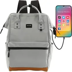 Himawari Damen-Rucksack 124-2493 07 mit USB-Anschluss - Stylischer Urban-Rucksack für Damen mit USB-Ladefunktion. Ideal für Alltag, Reisen und Schule. Geräumig und praktisch organisiert mit zahlreichen Fächern.