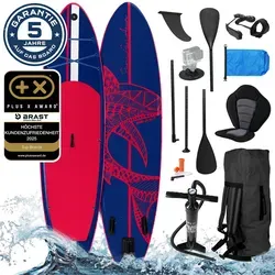 Aufblasbares SUP Board Set mit Sitz SHARK 320 blue/red – Stabil und Vielseitig - Dieses aufblasbare SUP Board überzeugt durch hohe Stabilität und Belastbarkeit bis 200 kg. Ideal für Anfänger und Fortgeschrittene, mit rutschfester Standfläche und komfortablem Kajaksitz. Perfekt für unvergessliche Wasserabenteuer!