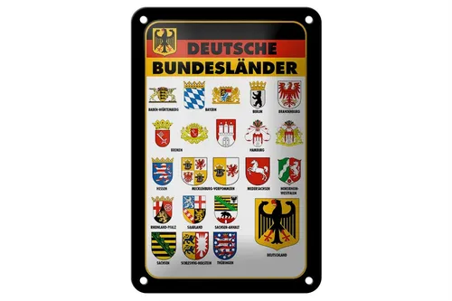 Blechschild Bundesländer 12x18cm Deutschland Wappen Metall Deko Schild