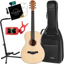 Shaman WSF-10 NT Folkgitarre Set - Folk-Gitarre mit Fichten-Decke und Mahagoni-Boden, inkl. Gigbag, Ständer und Stimmgerät. Ideal für Einsteiger und Musikliebhaber, die Wert auf Qualität legen.