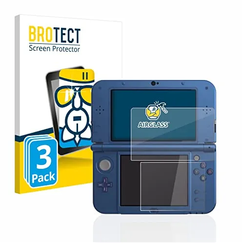 BROTECT 3 Stück Schutzglas für Nintendo New 3DS XL Schutzfolie Panzer Folie Glas Displayschutz Made in Germany [Kratzfest 9H, Anti-Fingerprint]