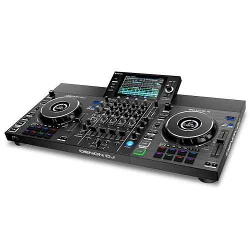 Denon DJ SC Live 4 B-Stock - 4-Kanal DJ Konsole mit WIFI Streaming - DJ Controller mit 7" Multi-Touchscreen, integrierten Lautsprechern und Unterstützung für Amazon Music Unlimited, ideal für kreative Live-Performances.