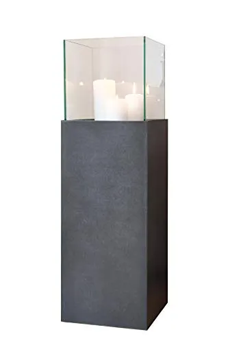 VIVANNO Windlicht-Säule Candela - 80 cm hohe Deko-Laterne in Beton-Optik Anthrazit, ideal für stimmungsvolles Ambiente und jahreszeitliche Deko