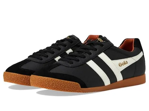 Gola Sneaker Harrier Leder schwarz/weiss/orange Herren Größe 48 (15) - Sneaker mit zeitlosem Design, ideal für Freizeit und Business, rutschfeste Sohle und Kultstatus seit 1968.