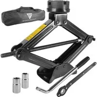 STAHLWERK Scherenwagenheber 2.000 kg - Robuster Autoheber mit Ratsche und Tasche - Wagenheber mit 2 Tonnen Tragkraft, ideal für PKW, SUV und Transporter. Ergonomische Bedienung und umfangreiches Zubehör in praktischer Tasche für Sicherheit und einfache Handhabung.