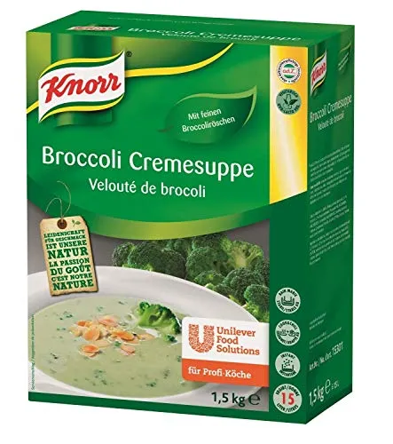 Knorr Broccoli Cremesuppe (1,5 kg) - Kräuter & Gewürze – Intensiver Geschmack von 5,1% Broccoli, schnell und unkompliziert zubereitet aus nachhaltigem Anbau.