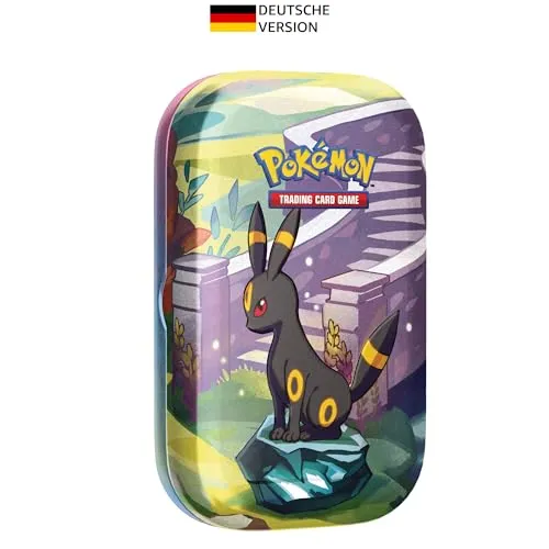 Pokemon Karmesin & Purpur Prismatische Entwicklungen Nachtara Mini Tin - DEUTSCH - TCG OVP Displays, enthält Booster und exklusive Nachtara-Bildkarte in einer attraktiven Tin Dose für Sammler und Pokémon-Fans ab 6 Jahren.