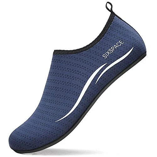 Sixspace Herren Damen Badeschuhe Wasserschuhe Aquaschuhe Strandschuhe Schnell Trocknend Slip on Breathable Schwimmschuhe Surfschuhe für Beach Pool Surfen Yoga 485 Dunkelblau 43 EU