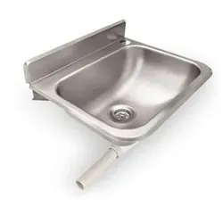 Handwaschbecken Gastro - Ausgussbecken zur Wandmontage - Praktisches Handwaschbecken aus Chromnickelstahl, ideal für Gastro-Betriebe. Inklusive Ablaufgarnitur und vorgebohrter Armatur, perfekt für effiziente Hygiene.