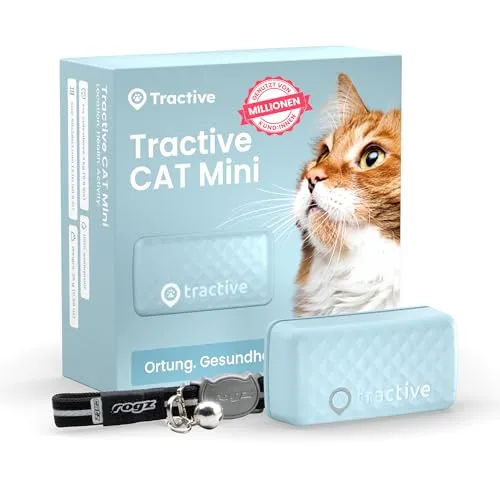 Tractive CAT Mini GPS Tracker für Katzen - Live-Ortung & Aktivitätstracking - Heimtiertracker mit Echtzeit GPS-Ortung, Positionsverlauf und Gesundheitswarnungen. Ideal für Katzen ab 3 kg, inkl. Halsband und bis zu 7 Tage Akkulaufzeit.