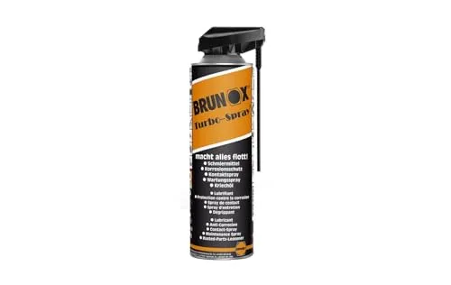 Brunox Turbo Spray 500ml Power-Click Aerosol – 5-in-1 Multifunktionsspray: Schmiermittel, Rostlöser & Korrosionsschutz – Vergleichbar mit WD-40, Caramba, Ballistol, WD40 Silikonfrei