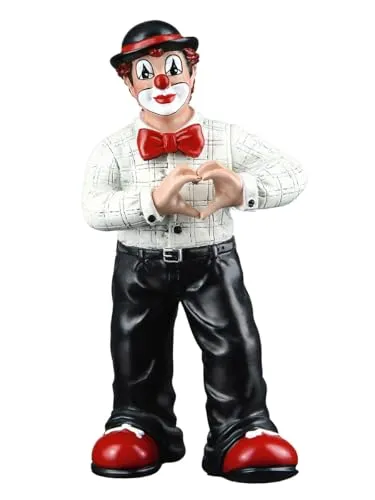 GILDE Gildeclown Deko Figur Clown von Herzen - Kunstharz Mehrfarbig - Statuen: Hochwertige handbemalte Sammlerfigur, die Freude verbreitet und perfekt als Geschenk für besondere Anlässe geeignet ist.