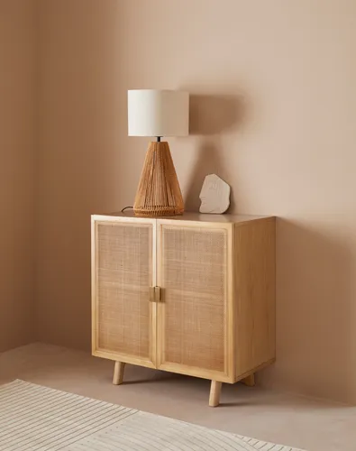 LeGer Home by Lena Gercke Kommode Lina - Stilvolle Kommode in naturfarben mit Rattan-Einsatz und 2 Innenfächern, ideal für viel Stauraum und ein gemütliches Zuhause.