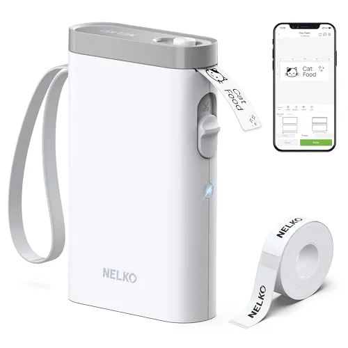 Nelko Bluetooth Etikettendrucker P21 – Tragbares Etikettiergerät für Zuhause - Der kompakte Nelko P21 Etikettendrucker ermöglicht flexibles Drucken in hoher Qualität. Ideal für die Organisation von Zuhause oder im Büro. Einfach über Bluetooth mit iOS und Android verbinden und sofort loslegen!