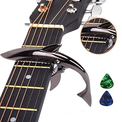 Imelod Kapodaster Hai Kapodaster aus Zinklegierung für Akustik- und E-Gitarren mit gutem Griffgefühl, ohne Fret Buzz und langlebig(Schwarz)