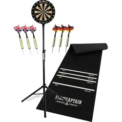 Stagecaptain DBS-1715C BullsEye Champion Dartscheibe Set - Dartscheibe aus Sisal mit höhenverstellbarem Stahlständer und Dart-Bodenschutzmatte, ideal für Turniere und Freizeitspiele.