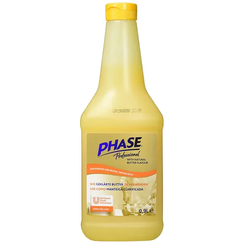 Phase Professional Butterflavor Bratöl 900ml Flasche - Speiseöl mit köstlichem Buttergeschmack, ideal zum Braten und Frittieren für ein besonderes Aroma in Ihren Gerichten.