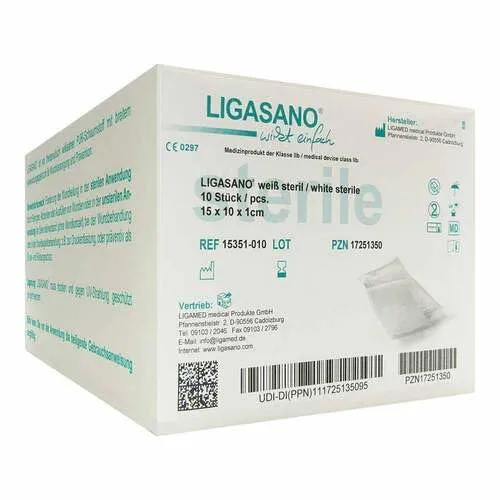LIGASANO weiß Verband 1x10x15 cm steril - 10 Stück - Erste-Hilfe-Heftpflaster & Verbandsmaterial, steril und ideal für die schnelle Wundversorgung zu Hause oder unterwegs.