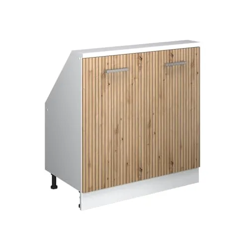 Vicco Kommode Rion, Artisan Eiche/Weiß - Stilvolle Dachschrägenlösung - Türkommode mit 2 Türen, ideal für Dachschrägen. Robuste Konstruktion und elegante Optik mit schwebenden Füßen für optimalen Stauraum.