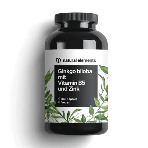 Ginkgo biloba 3750mg Kapseln – Vegan & Laborgeprüft - Nahrungsergänzungsmittel mit 3750mg Ginkgo biloba pro Kapsel, angereichert mit Vitamin B5 & Zink – ideal für Gedächtnis und Konzentration, in Deutschland produziert.