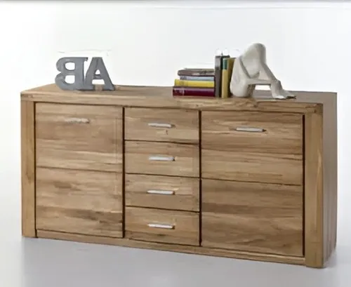 Sideboard Tabea Wildeiche teilmassiv 159x80cm - Elegantes Sideboard in Wildeiche, ideal zur Aufbewahrung mit 4 Schubladen. Perfekt für dein Zuhause, bietet viel Stauraum und verleiht jedem Raum einen natürlichen Look.