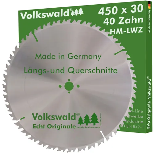 Volkswald Kreissägeblatt Volkswald ® HM-Kreissägeblatt LWZ 450 x 30 mm Z= 40 Brennholz Leimholz, Echt Originale Volkswald® Made in Germany