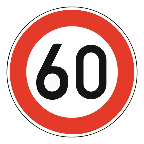 Adco Verkehrszeichen 274-60 Ronde 600 mm 60 km/h RAL-Gütezeichen Folie RA1