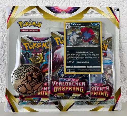 GW7883 Pokemon Schwert Schild - Verlorener Ursprung 3-er Boosterpac, neu OVP und spannende Karten für Sammler